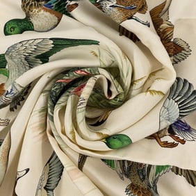 HERMES Carre 90 Halte en Camargue Rest in Scarf Muffler Cover Ribbon High Gray Unisex