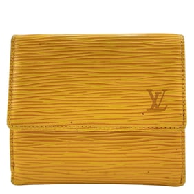 LOUIS VUITTON M63489 Porte Monnaie Bi-E Carte Credit Compact Wallet Epi Tri-fold Yellow Unisex