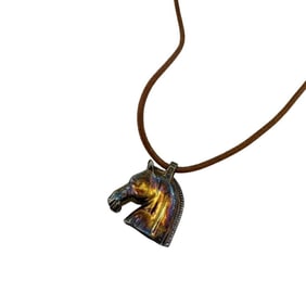 HERMES Cheval 36.8g 925 Necklace Chain Brown Unisex