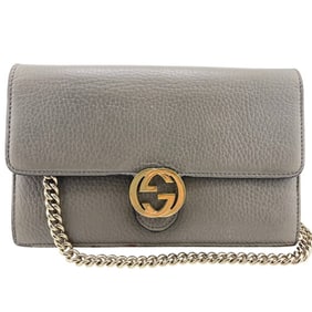 GUCCI 510314 Chain Wallet Shoulder Bag Gray Women's