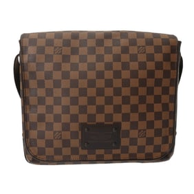 LOUIS VUITTON Damier Brooklyn MM Brown N51211 Unisex Canvas Shoulder Bag