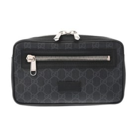 GUCCI GG Supreme Belt Bag, Black/Grey, 474293, Men's Canvas Body Bag
