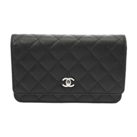 CHANEL Matelasse Classic Chain Wallet in Black (AP4241) - Women's Caviar Leather Shoulder Bag Unused