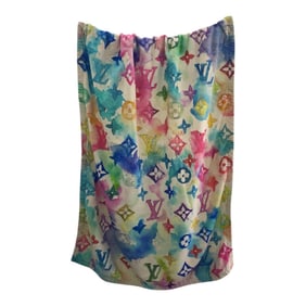 LOUIS VUITTON Monogram Watercolor Multicolor Cotton/Acetate Beach Towel/Blanket for Women and Men