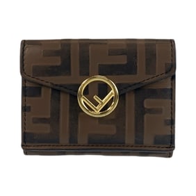 FENDI Zucca F is Fendi Brown Leather Compact Folding Wallet with Gold Hardware (3M0395AAFM2098210)