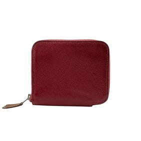 HERMES Azap Silkin Compact Coin Case Wallet Red Women's
