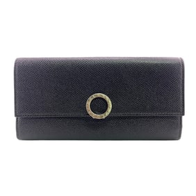 BVLGARI Bulgari Flap Circle Long Wallet Black Unisex
