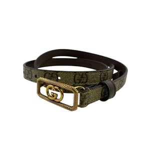 GUCCI 751556 Interlocking G 75/30 GG Supreme Belt Grey Women's