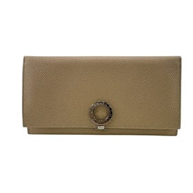 BVLGARI B.zero1 Circle Clip Bifold Long Wallet Beige Unisex