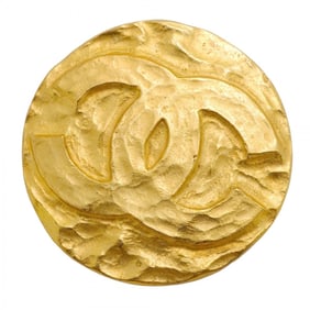 Chanel Coco Mark Circle Brooch, GP Plated Gold, Women's