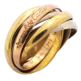 Cartier Trinity 5-Row Ring, 18K Yellow Gold (K18YG), White (K18WG), Pink (K18PG), #53, Women's