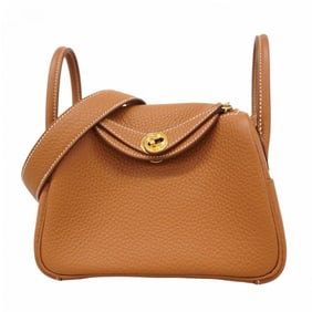 Hermes Hermès Lindy Mini Handbag, Taurillon Clemence Leather, Gold, B Stamp, 2-Way Bag, Women's