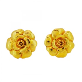 Chanel Camellia Earrings, GP Plated Gold, Women's