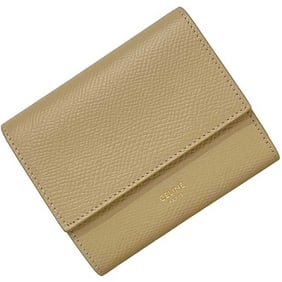 Celine Small Trifold f-24327 Beige 10B573BEL Leather W-IE-4169 CELINE Compact Grained Men's and