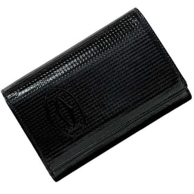Cartier Bifold Wallet ec-24310 Black Happy Birthday Coated Leather Compact Patent Men's and Women's