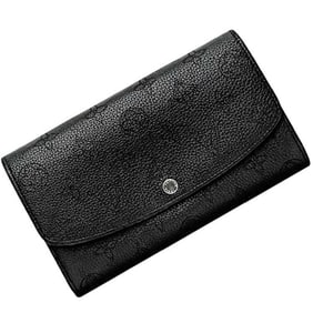 Louis Vuitton Bifold Long Wallet, Portefeuille Iris, f-24300, Black Noir Monogram Mahina, M60143,