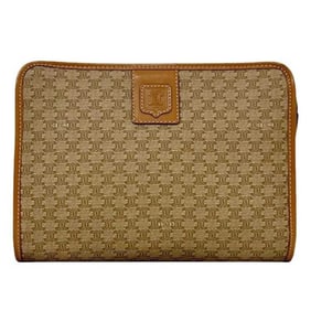 Celine Clutch Bag ec-24205 Beige Macadam Second PVC Leather M08 CELINE Compact Women's Men's Retro