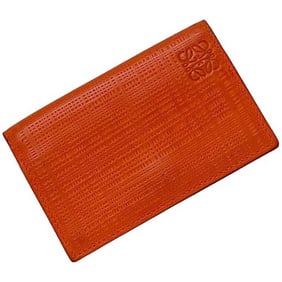 Loewe Business Card Case ec-24179 Orange Linen Anagram 9867805 Leather 101509 LOEWE Men's Women's