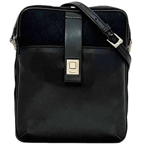 Salvatore Ferragamo Shoulder Bag ec-24206 Black Crossbody Canvas and Leather AF-21 2781 Men's