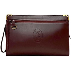 Cartier Second Bag ec-24275 Bordeaux Must Leather Clutch for Men