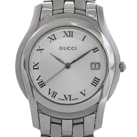 Gucci 5500M Watch f-24297 Silver White YA055305 Men's Stainless Steel Quartz 0163*** GUCCI