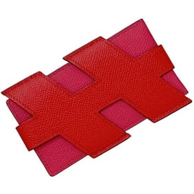 Hermes Hermès Card Case f-24307 Red Pink Rouge Cou Rose Extreme Leather Epson Y Stamp 2020 H Tag