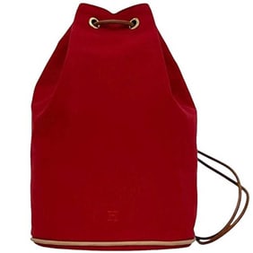 Hermes Hermès Polochon Mimir PM Backpack ec-24318 Red Cotton H Embroidered Canvas for Men and Women