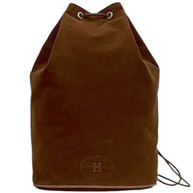 Hermes Hermès Polochon Mimir PM Backpack ec-24266 Brown 100% Cotton Bag H Embroidered Canvas for