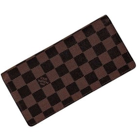 Louis Vuitton Bifold Long Wallet Portefeuille Brazza f-24239 Brown Damier Ebene N60017 Canvas TN3174