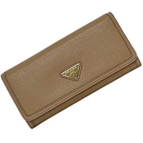 Prada bifold long wallet ec-24229 beige 1MH132 leather 181 PRADA triangle men's women's