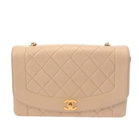 CHANEL Matelasse Diana 25cm Chain Shoulder Bag, Beige, A01165, Women's Lambskin Bag