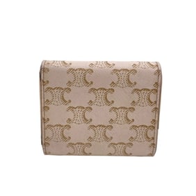 CELINE Small Flap Wallet Compact Triomphe Trifold White Women's