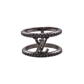 LOUIS VUITTON M1187L LV Iconic Strass Rhinestone Ring Silver Unisex