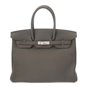HERMES Birkin 35 Etain A Stamp (circa 2017) Unisex Togo Handbag
