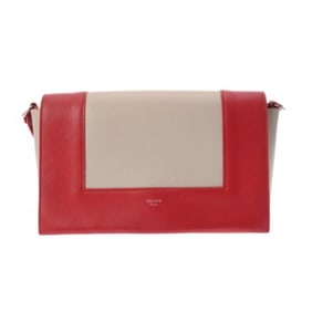 CELINE Frame Medium Shoulder Bag in Red/Gray, Women's Leather