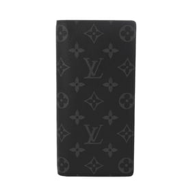 LOUIS VUITTON Monogram Eclipse Portefeuille Brazza Black/Gray M61697 Men's Canvas Long Wallet, Like