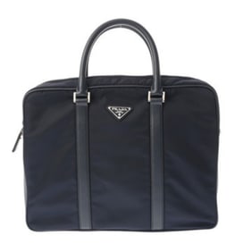 PRADA Prada Navy Briefcase Men's Nylon and Saffiano Leather Business Bag