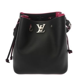 LOUIS VUITTON Lockme Bucket Noir/Hot Pink M54677 Women's Leather Shoulder Bag