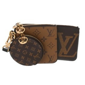 LOUIS VUITTON Monogram Reverse Giant Pochette Trio, Brown/Camel, M68756, Women's Canvas Pouch