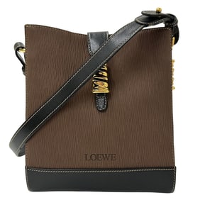 LOEWE Women's Leather Shoulder Bag, Velázquez, Dark Brown, Black, Unique Design