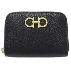 Salvatore Ferragamo wallet/coin case 220406 in double Gancino calfskin NERO, women's, 181612