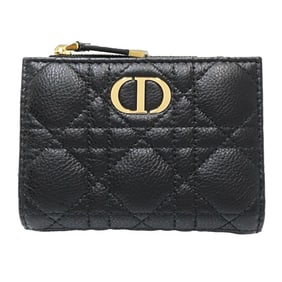 Christian Dior Caro Dahlia Wallet, Black Leather, Women's, 181602