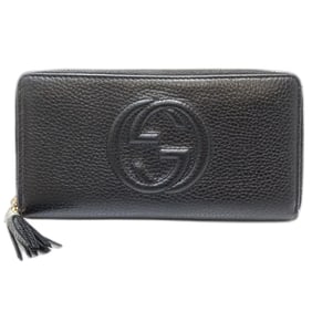 GUCCI Wallet Chain 598187, Round Zip Soho Leather Black Women's 181598