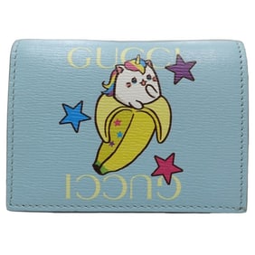 GUCCI Bi-fold Wallet 701009 Compact Rainbow & Star Bananya Soho Leather Blue Women's 181597