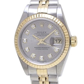 ROLEX Rolex Datejust 10-Piece Diamond Gray Print Computer 79173G Women's Watch in 18K Yellow Gold