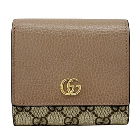 Gucci Women's Petit Marmont GG Supreme Tri-fold Wallet in PVC (Pink and Brown) 598587. This compact
