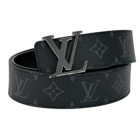 Louis Vuitton Monogram Eclipse Men's Belt with LV Initials, 40mm, Black/Gray, M9043, Reversible