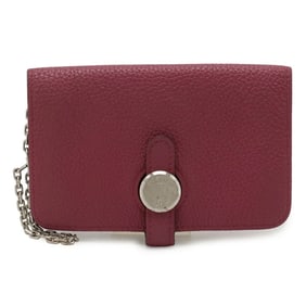 HERMES Dogon key case, coin purse, card Togo leather, Tosca, purple, D stamped