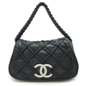 CHANEL Matelasse Coco Mark Shoulder Bag in Black Lambskin A36450