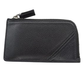 Prada Vitello Micro Grain Leather Card Case for Men and Women, Black with Silver Hardware, Compact